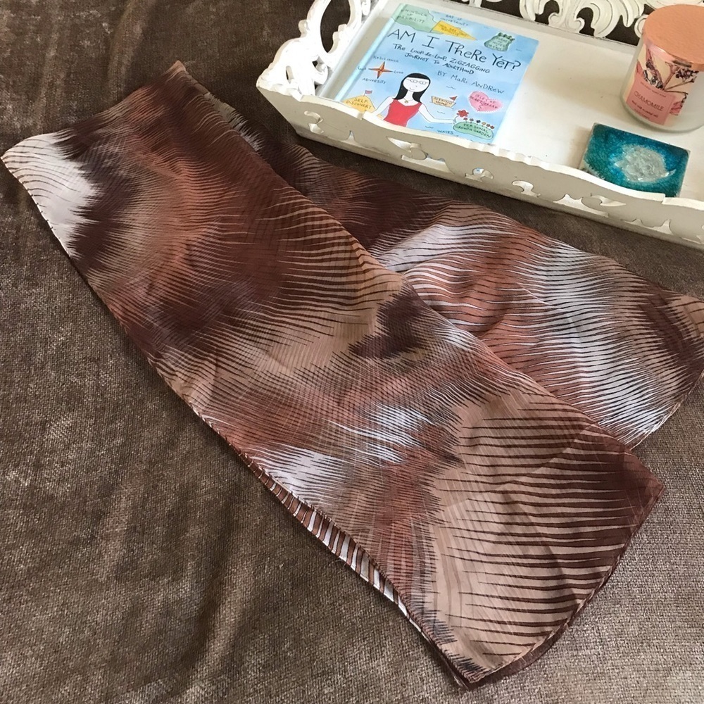 Vintage Brown and Black Sheer Scarf